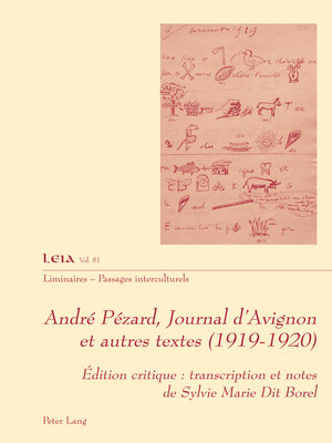 cover image of André Pézard, Journal d'Avignon et autres textes (1919-1920)